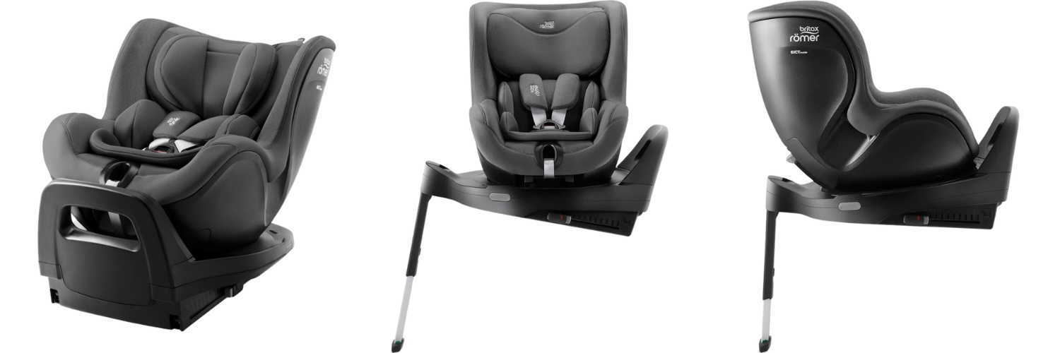 Scoica auto Baby Safe Scaun auto rotativ pentru copii cu baza inclusa Dualfix Pro i-Size, 40-105 cm, Style Mineral Grey, BritaxPro reclinabila, 40 - 85 cm, Britax